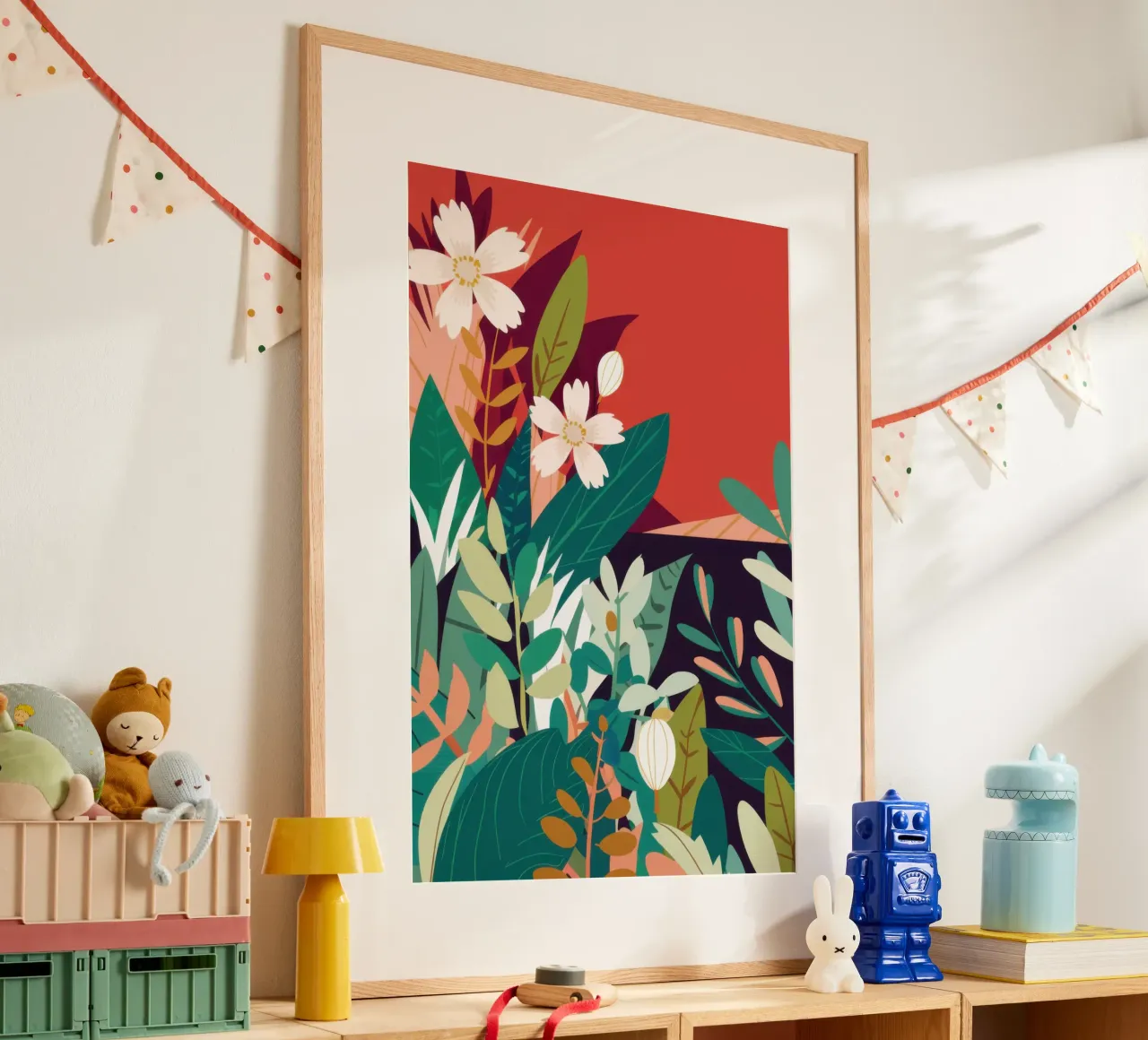 Fiore rosso Immobile poster con telaio in alluminio da Frame Aura