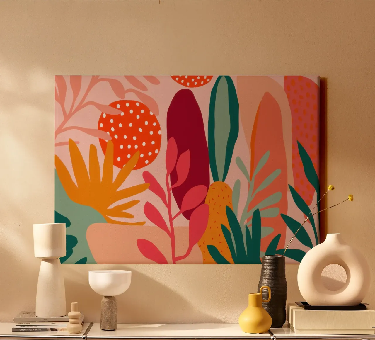Autumnal Abstract Foliage canvas with Floater frame by Sure Paint