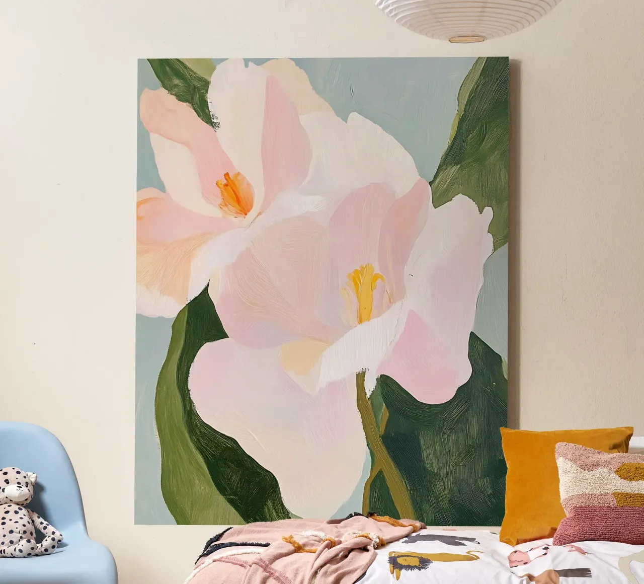 Bloemenprint, Bloemenposter, Cadeau voor thuis, Botanische kunst canvas met Baklijst van Little Lila