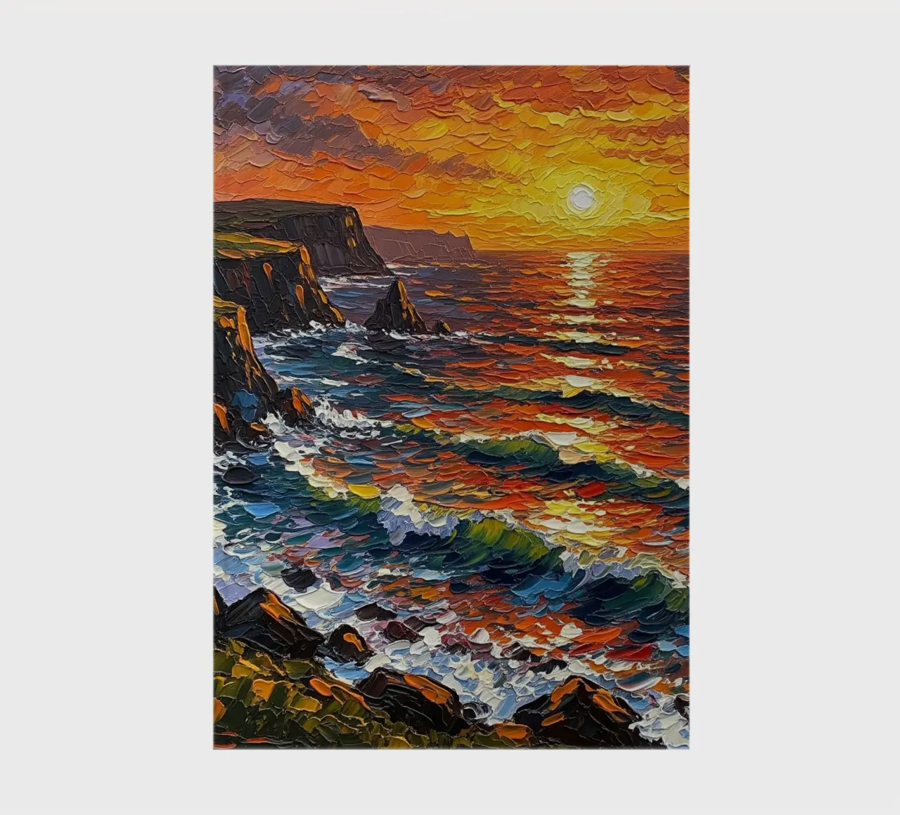 Sunset Cliffs: A Textured Impasto Seascape notebook by Artistic-shop