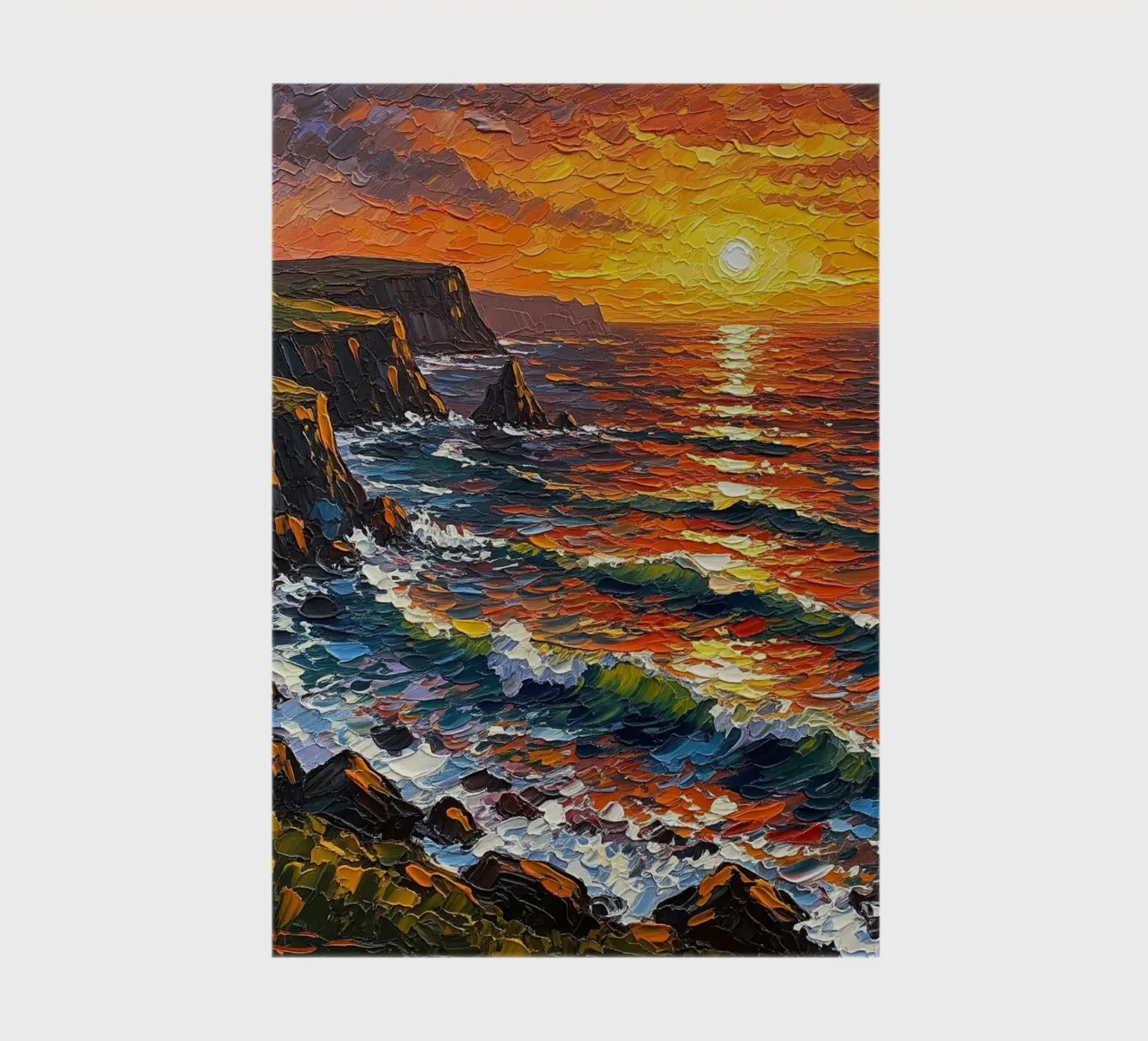 Sunset Cliffs: A Textured Impasto Seascape notebook by Artistic-shop