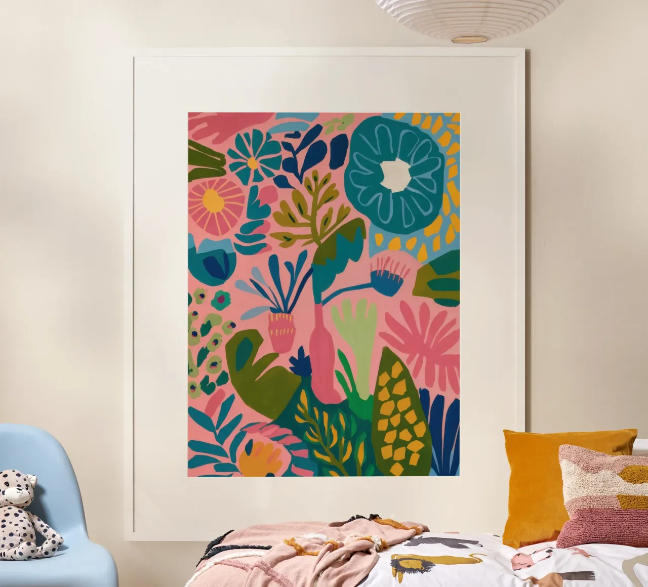 Quiete botanica in pastello poster con telaio in alluminio da Enter Bloom