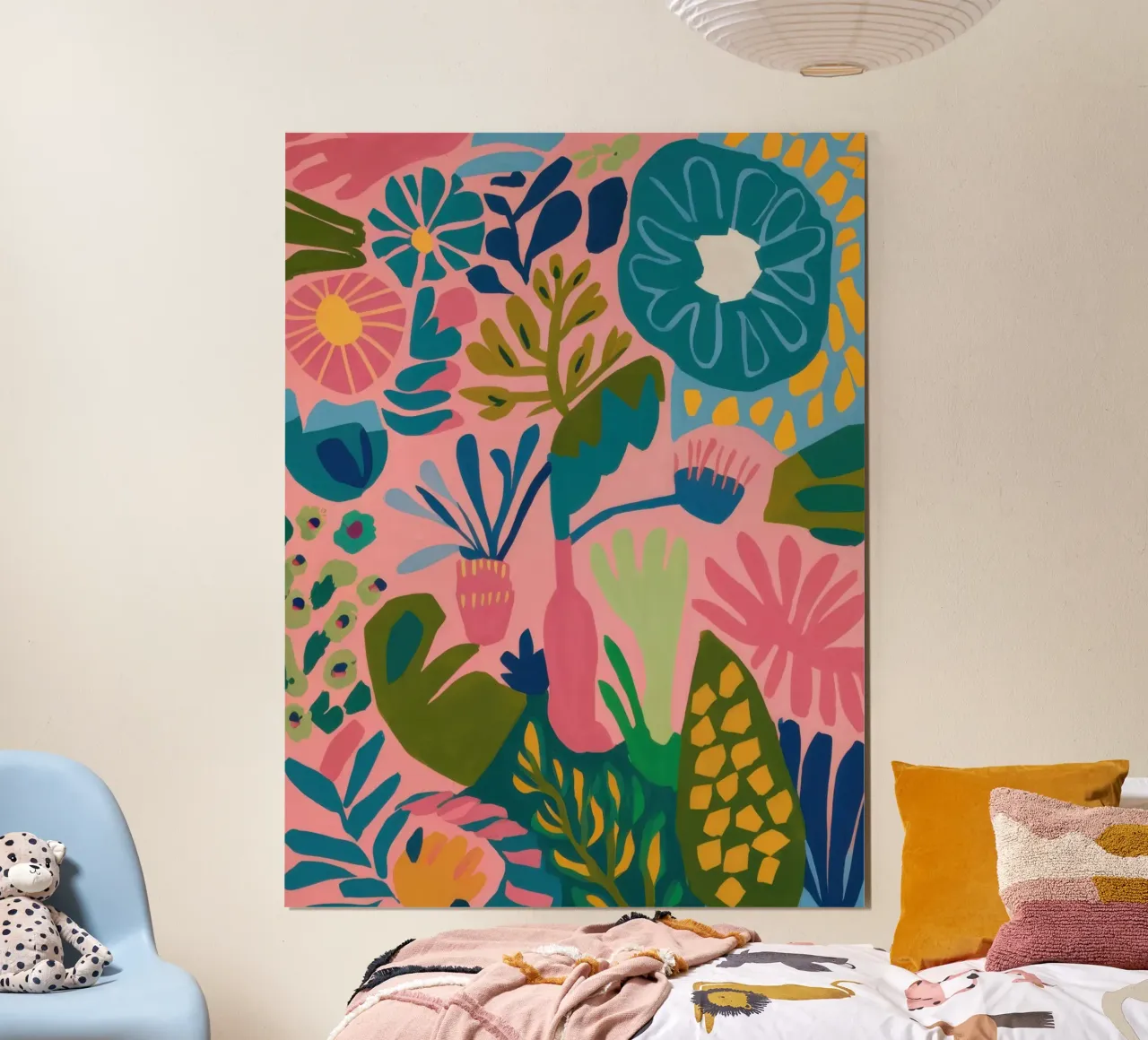 Quiete botanica in pastello poster con telaio in alluminio da Enter Bloom
