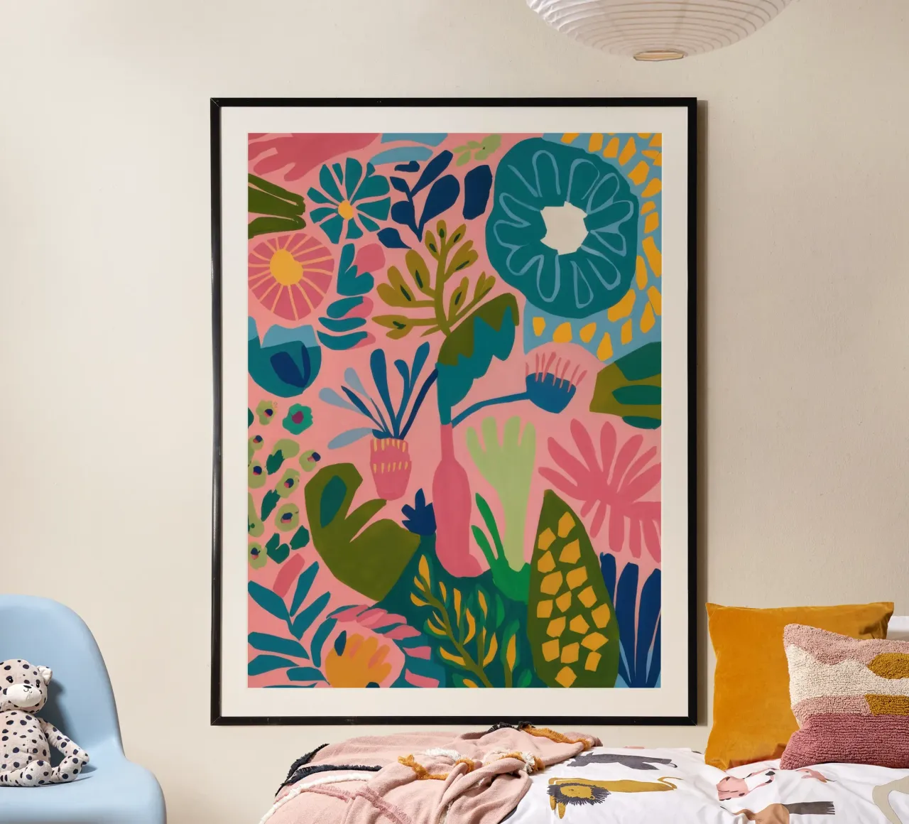 Quiete botanica in pastello poster con telaio in alluminio da Enter Bloom