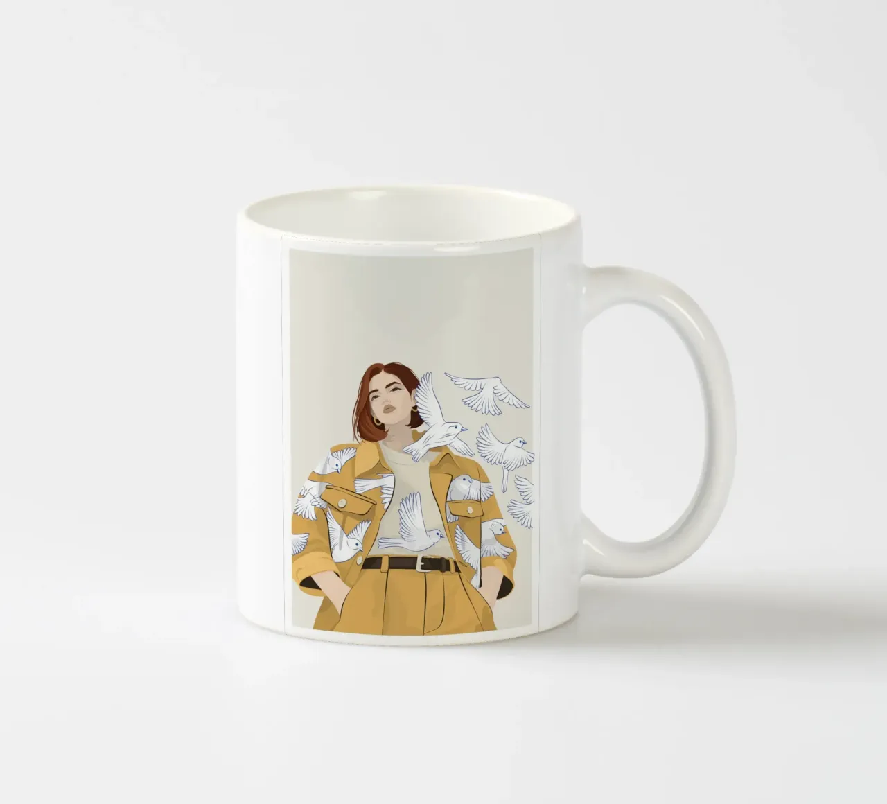 Donna con uccelli tazza in ceramica da Lise.ya