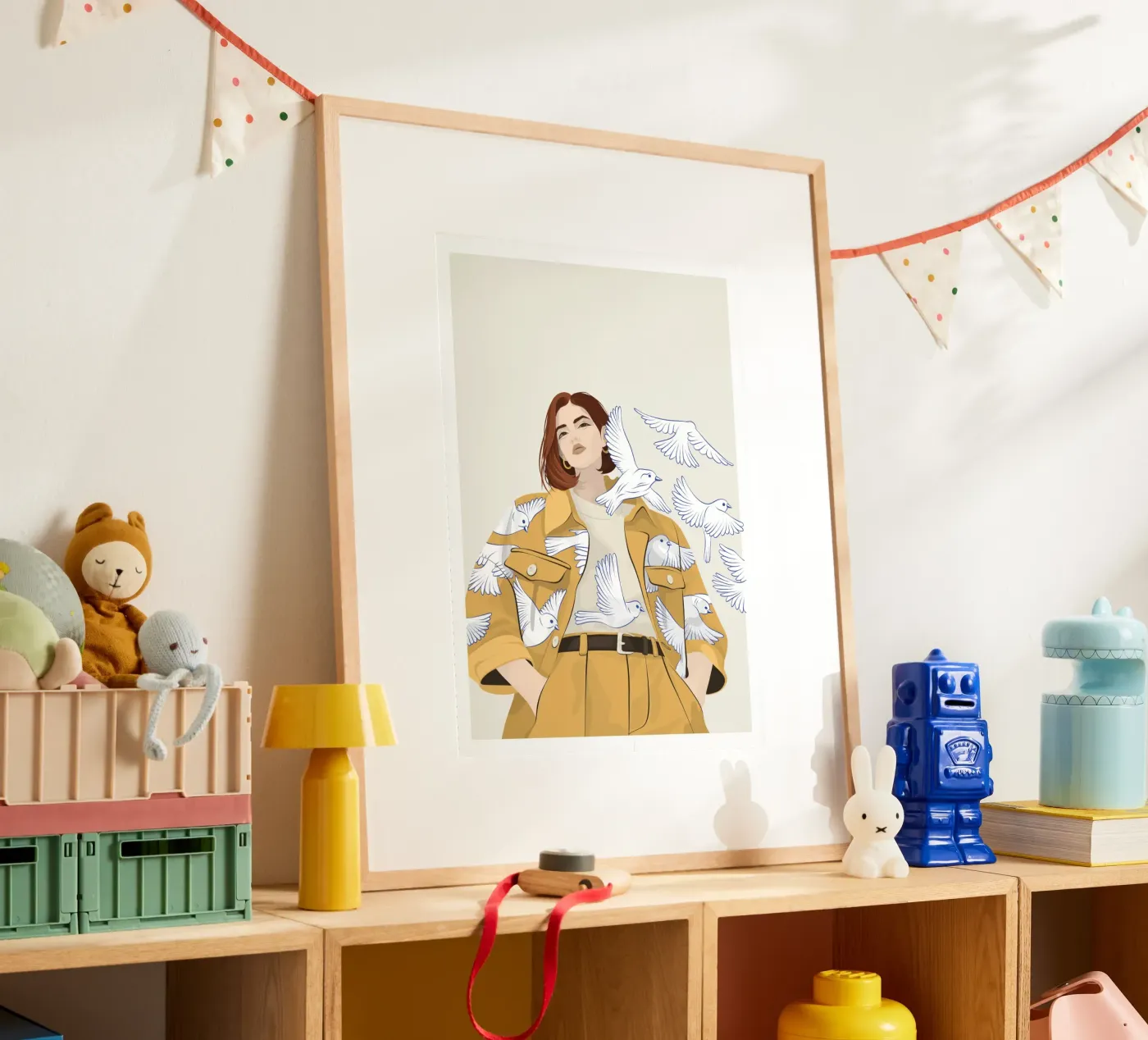 Donna con uccelli poster da Lise.ya