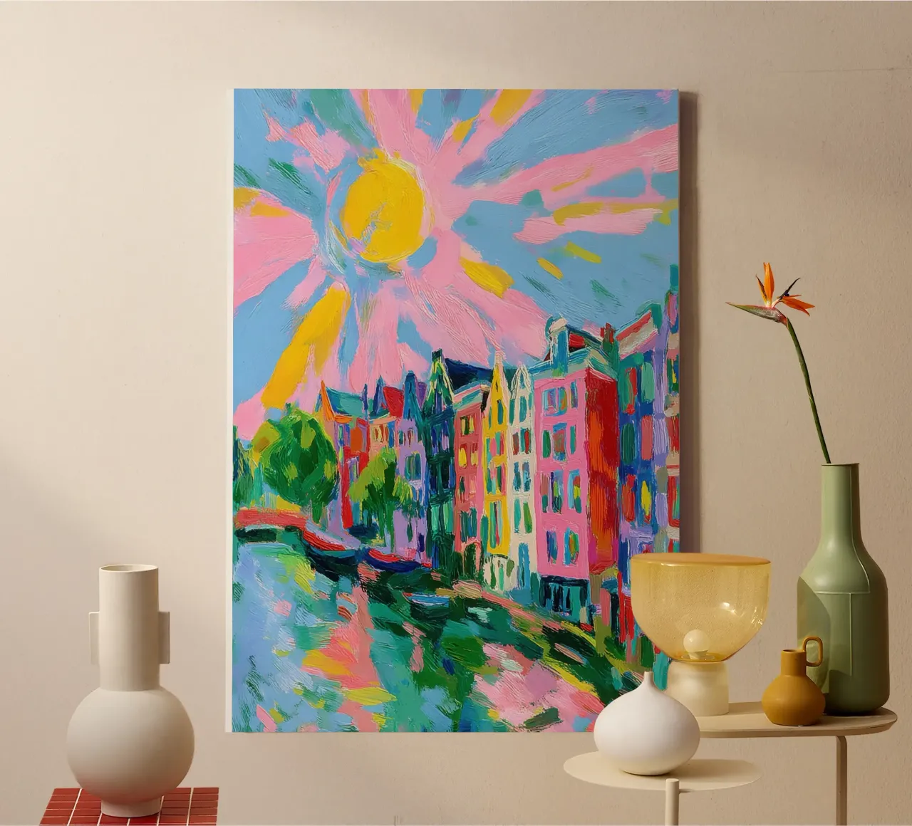 Amsterdam Impressionismo astratto tela con Cornice a cassetta da ArtByNiki