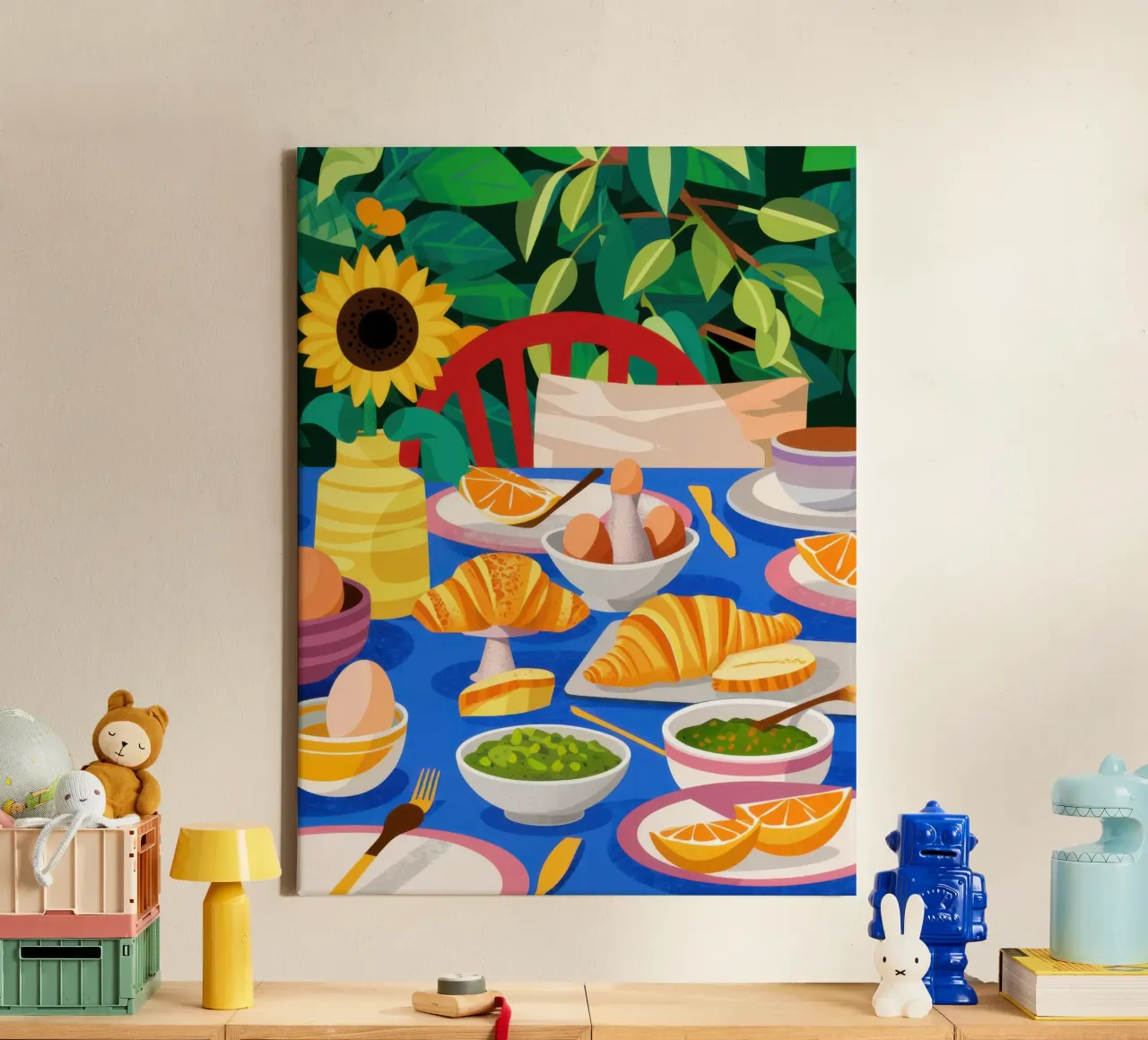 Sunflower Feast Spread canvas with Floater frame by Frame Aura