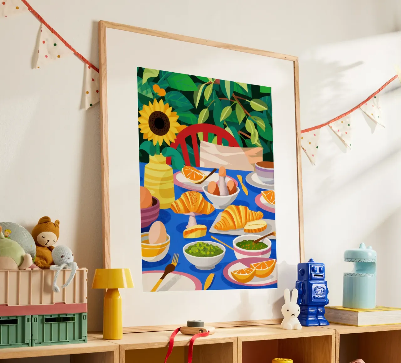 Crema di girasoli spalmata poster con telaio in legno da Frame Aura