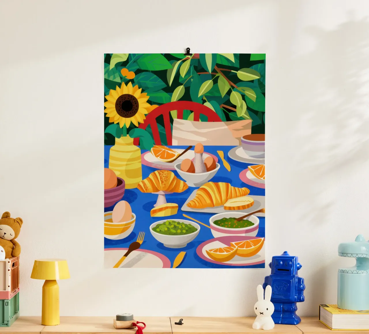 Crema di girasoli spalmata poster con telaio in legno da Frame Aura