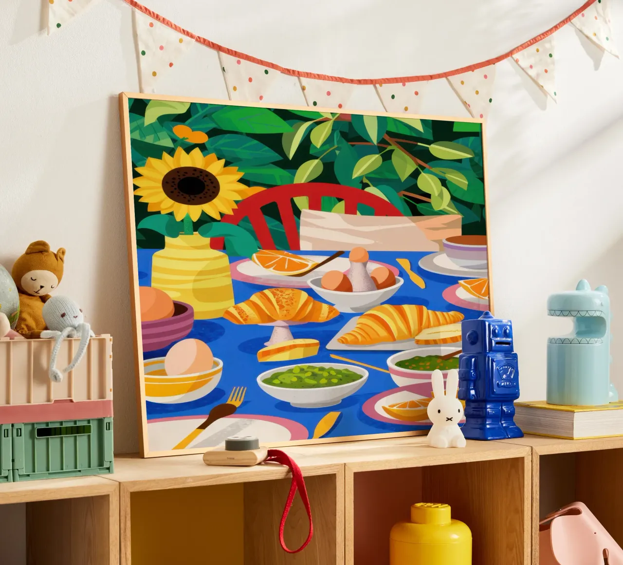 Crema di girasoli spalmata poster con telaio in legno da Frame Aura