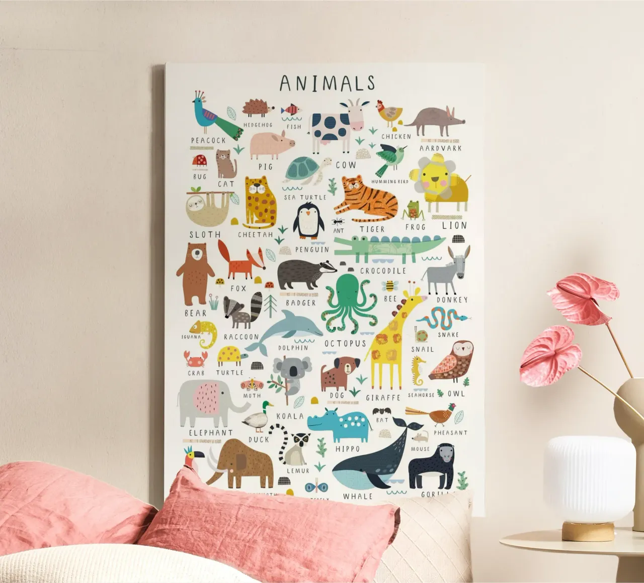 animal name of alphabet canvas with Floater frame by willife
