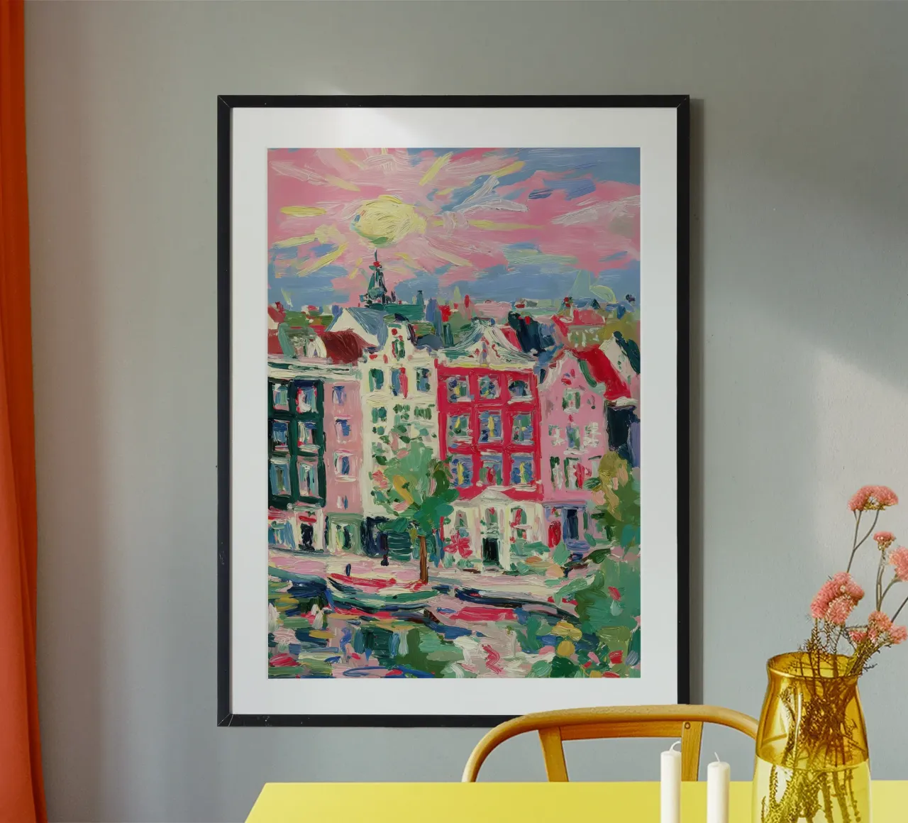 Pastello stile Matisse di Amsterdam poster con telaio in legno da Nikis Art Studio