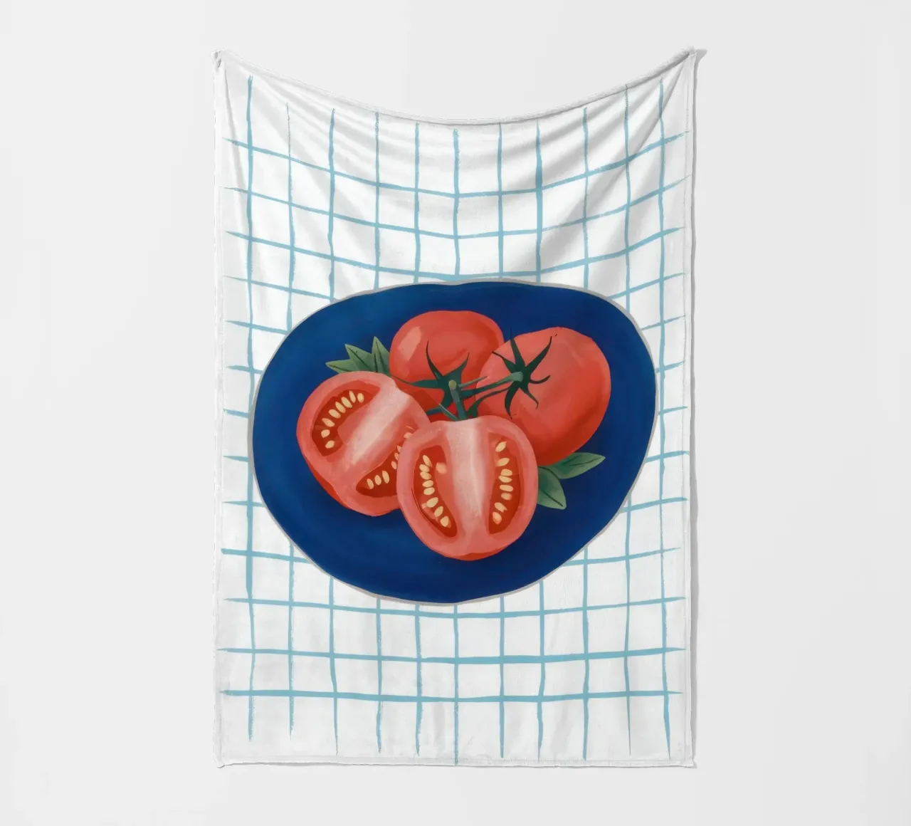 Tomate auf Riffelteller Fleecedecke von Frame Aura