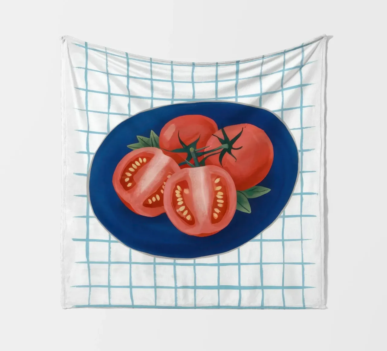 Tomate auf Riffelteller Fleecedecke von Frame Aura