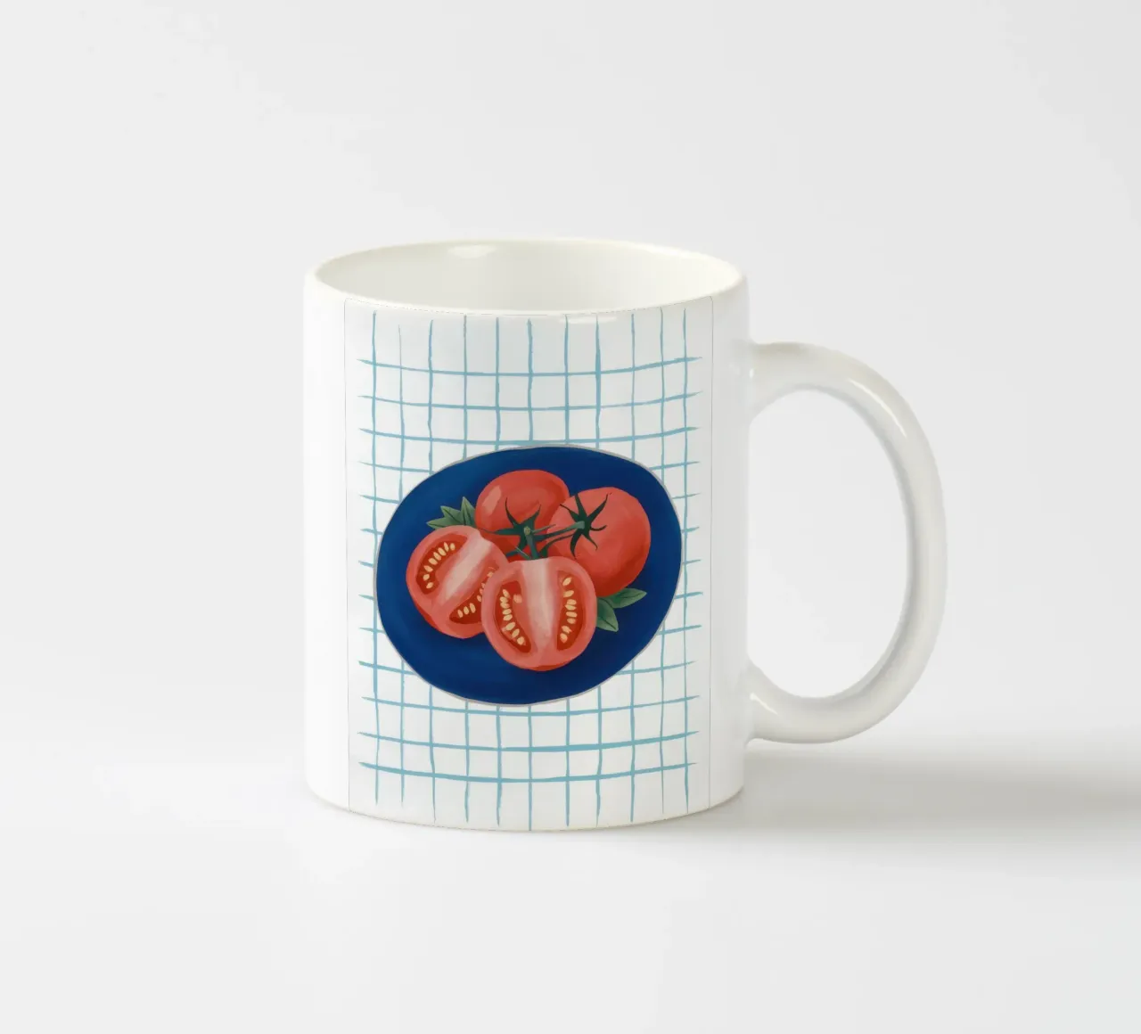 Pomodoro su piatto a scacchi tazza in ceramica da Frame Aura