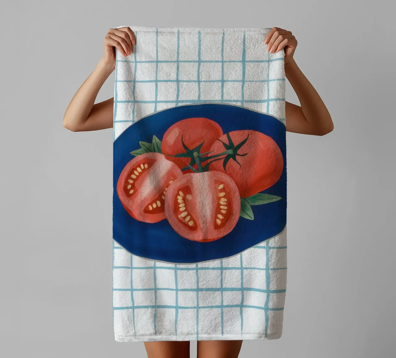 Tomate auf Riffelteller Handtuch von Frame Aura
