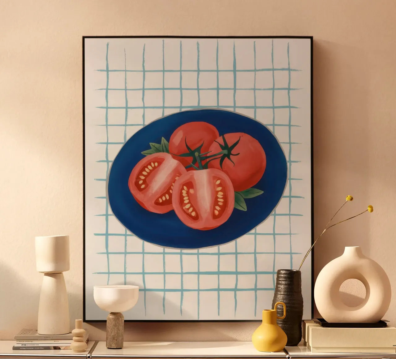 Tomate auf Riffelteller Acryl-Glas von Frame Aura