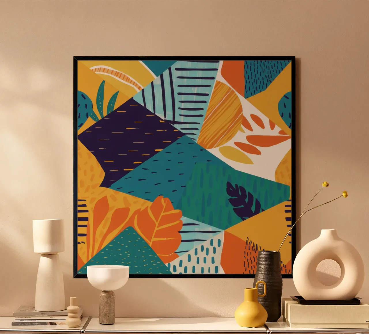 Motivo geometrico a frammenti poster con telaio in plastica da Frame Aura