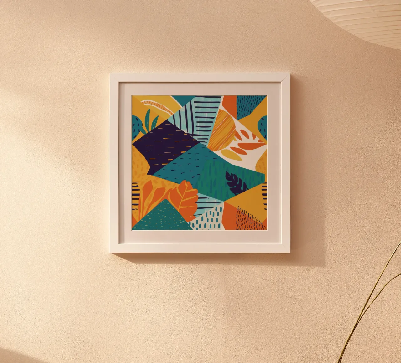 Motivo geometrico a frammenti poster con telaio in plastica da Frame Aura