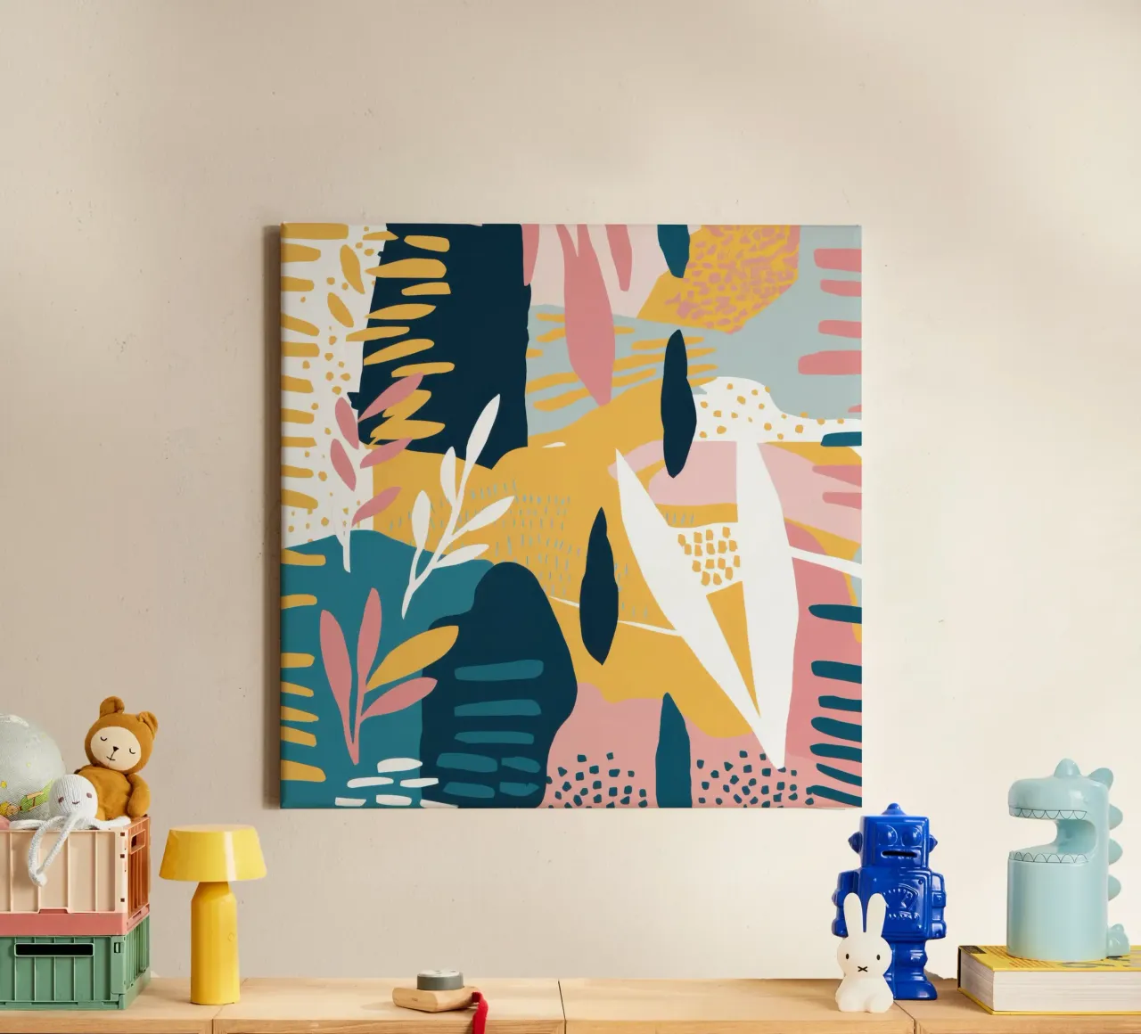 Abstract Botanical Clash canvas with Floater frame by Sure Paint