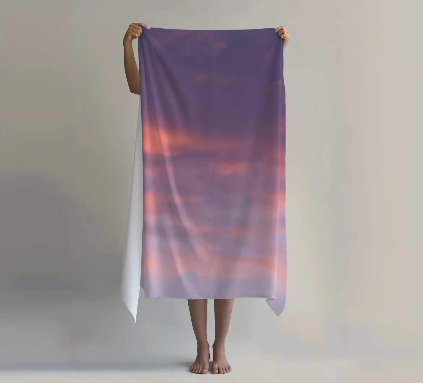 Sunset clouds beach towel by Carol Maia