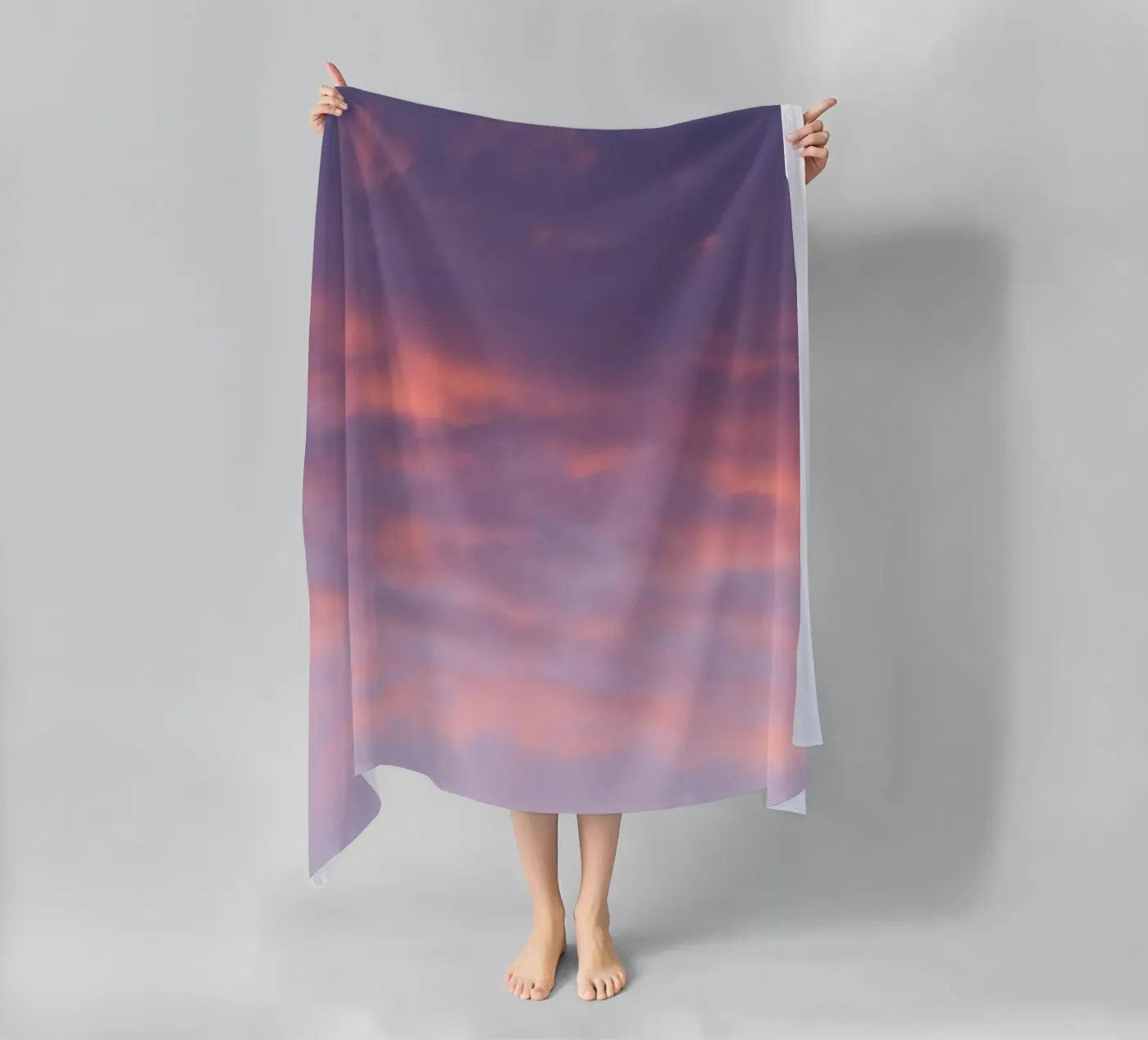 Sunset clouds beach towel by Carol Maia