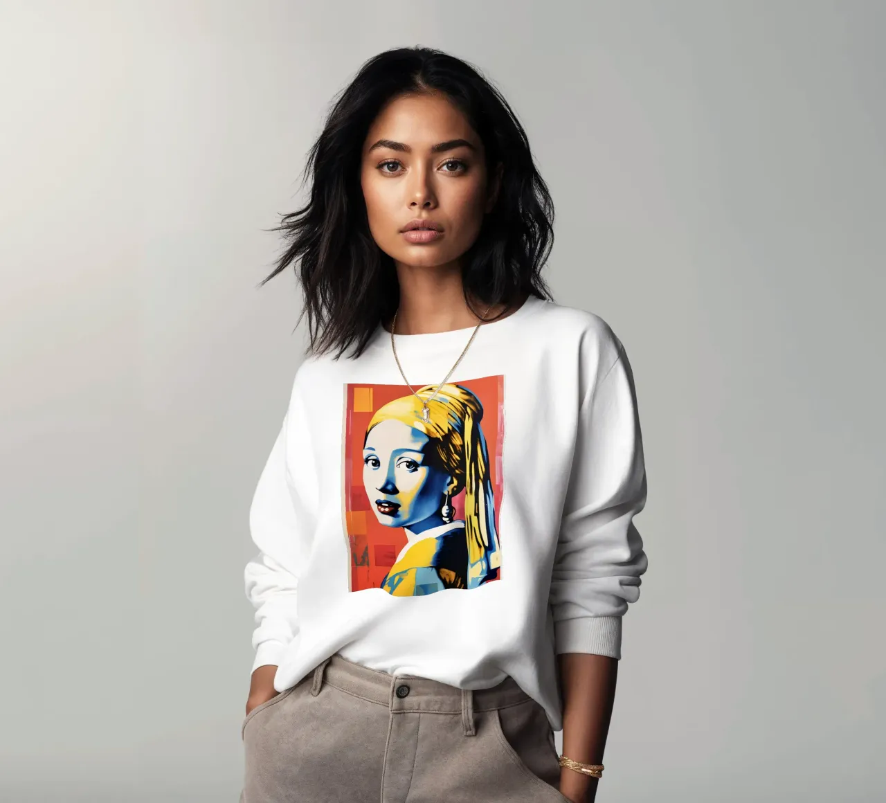 La ragazza con l'orecchino di perle Pop Art felpa da Autofocus