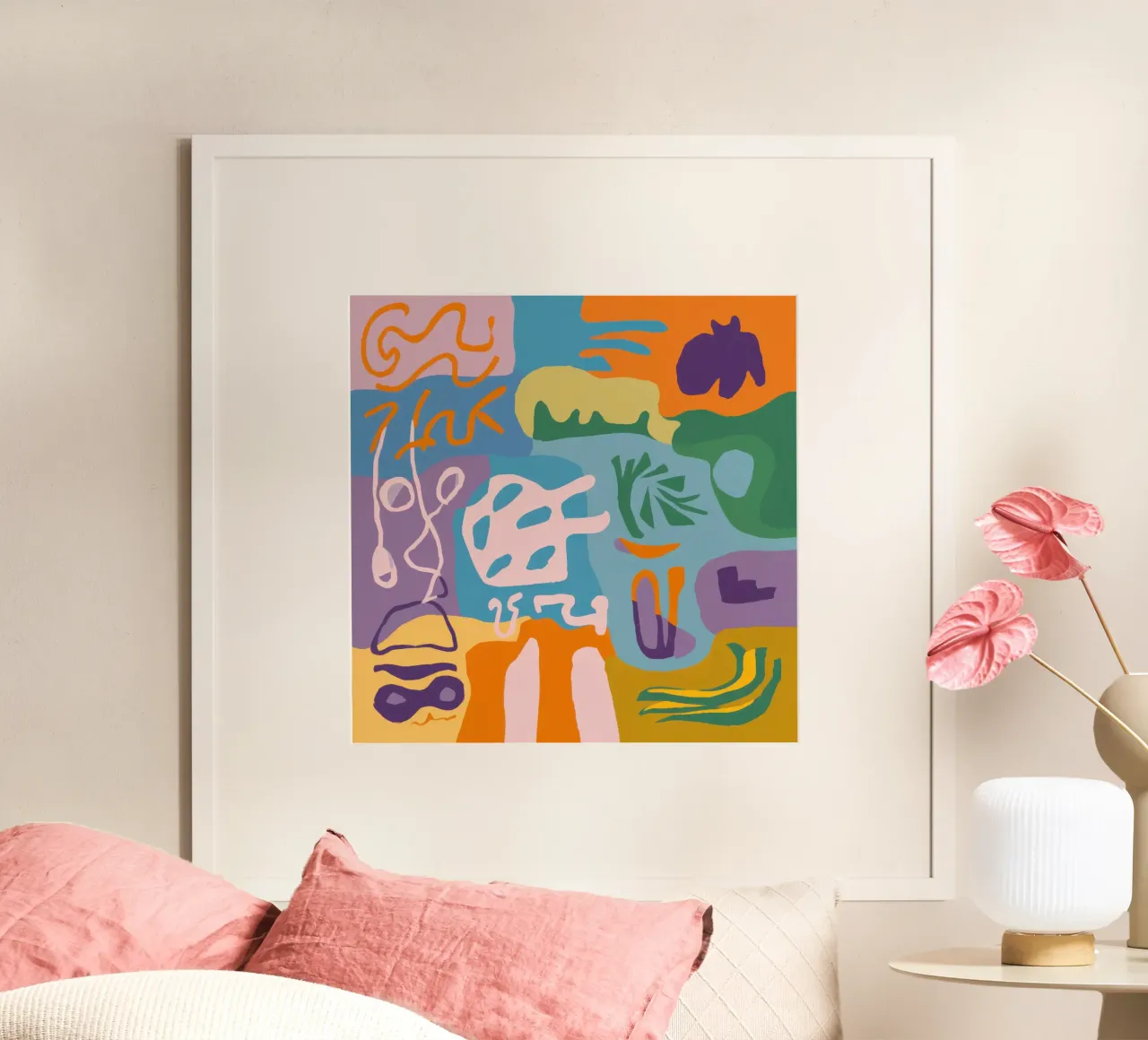 Scarabocchio giocoso sull'hamburger poster da Frame Aura