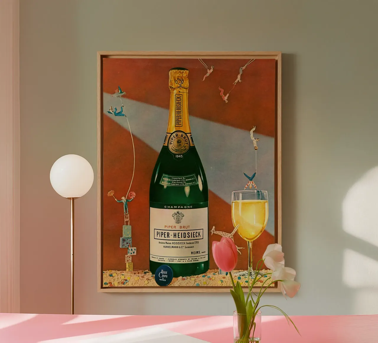 Champagne d'annata tela con Cornice a cassetta da Retrorise