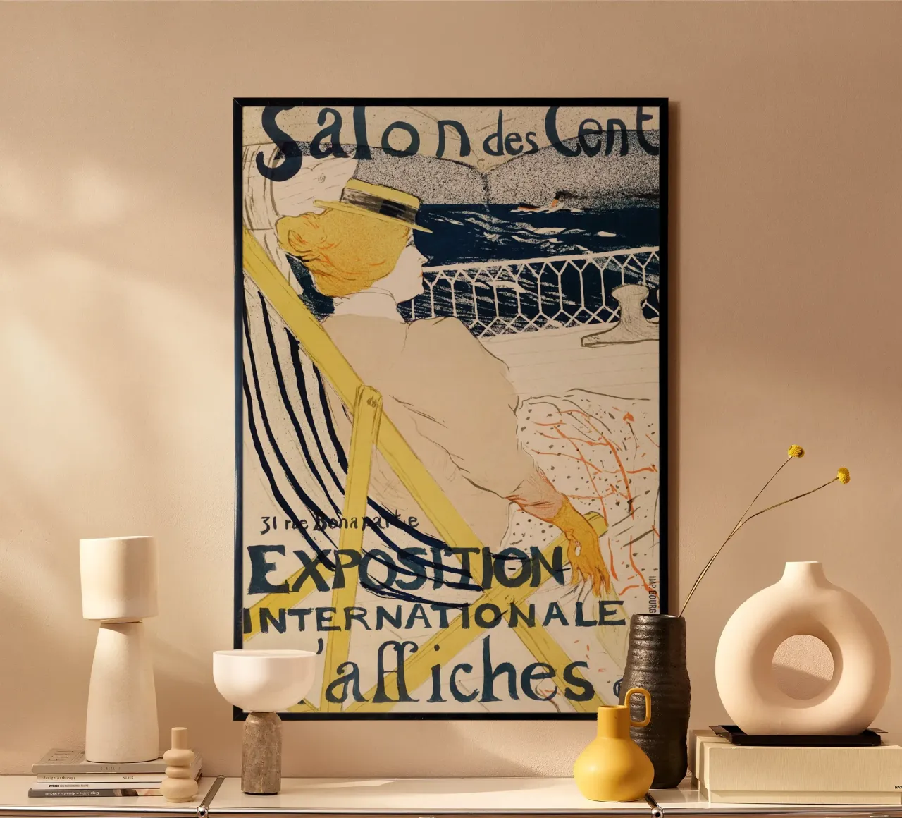 Toulouse-Lautrec - Salon des Cent poster con telaio in legno da Retrorise