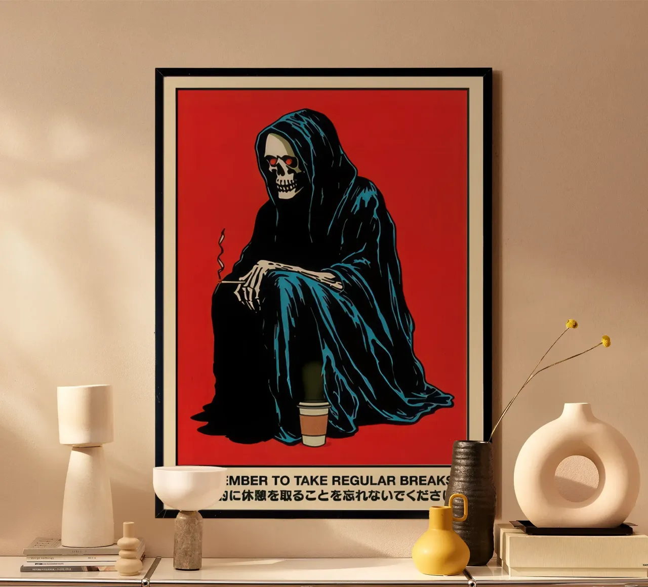 Pause regolari poster con telaio in legno da Retrorise