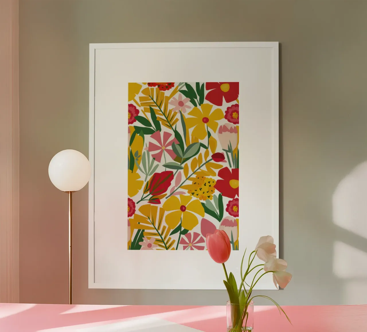Prato floreale autunnale poster con telaio in plastica da Frame Aura