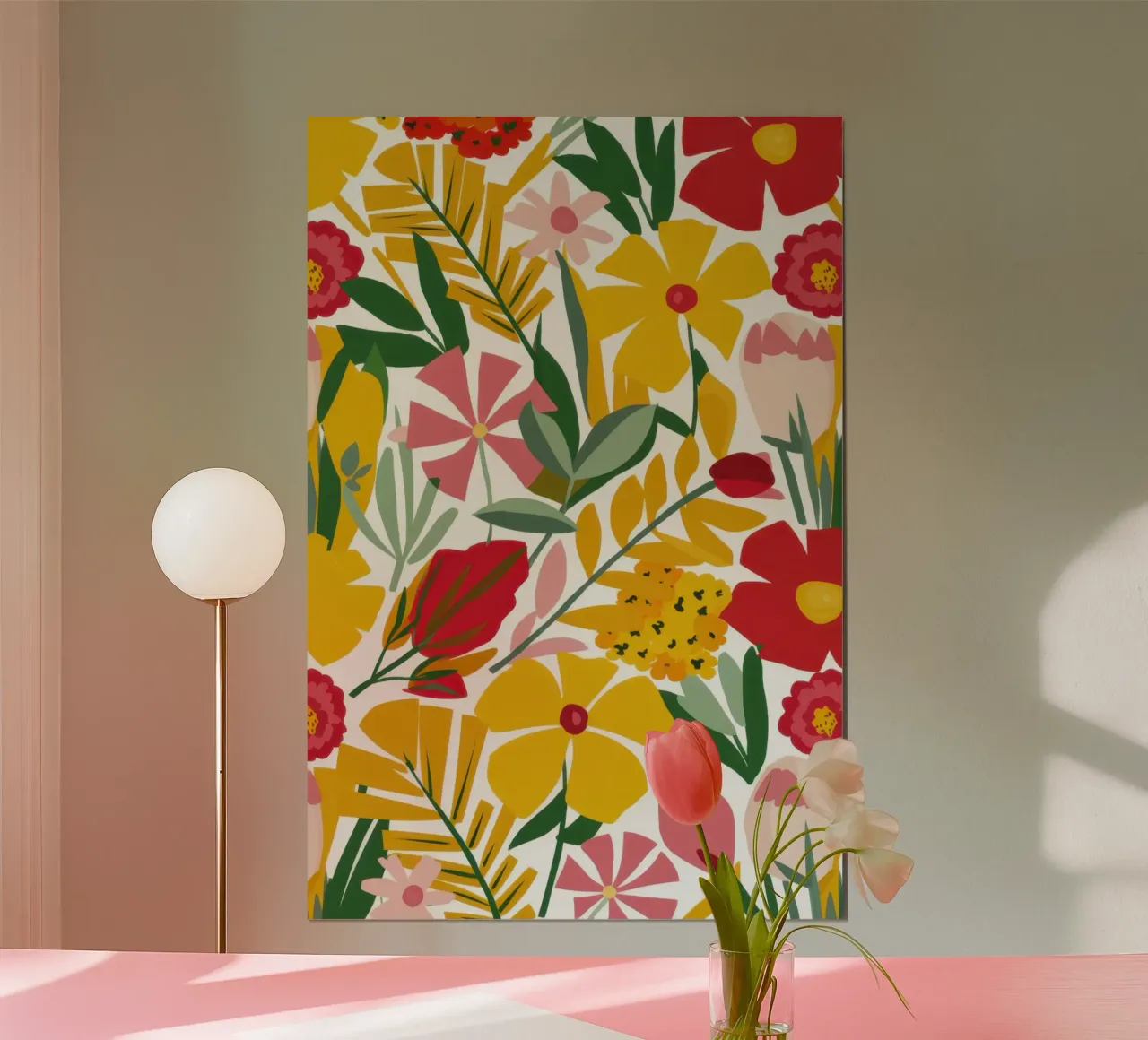 Prato floreale autunnale poster con telaio in plastica da Frame Aura