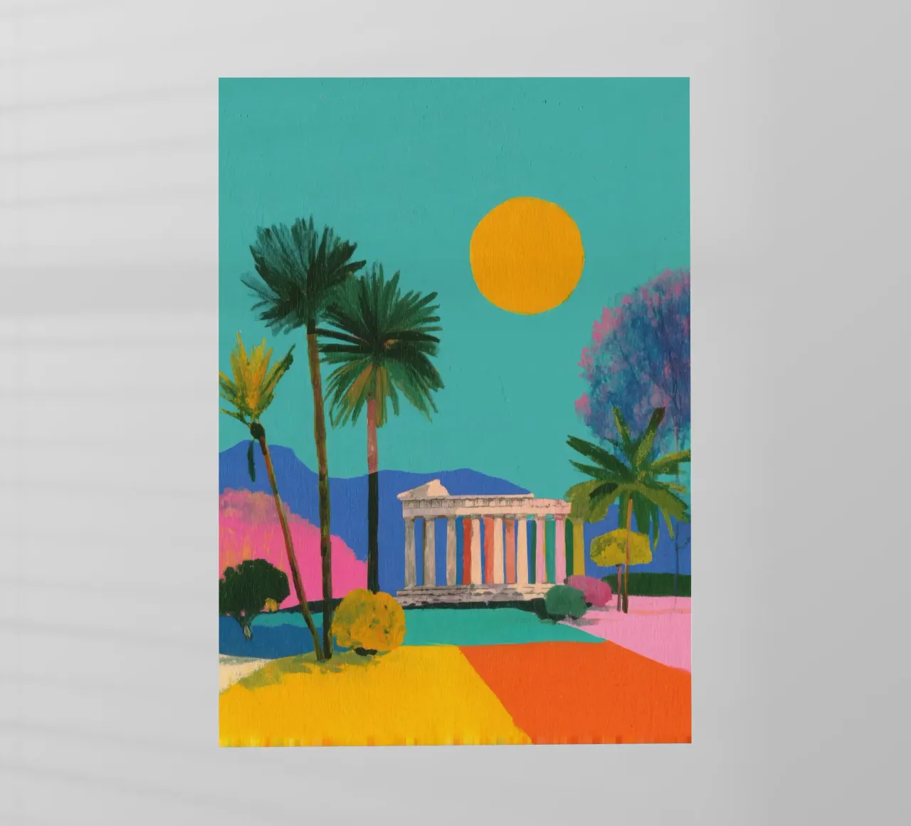 Tempio greco Gouache Minimal pellicola backlit da Nikis Art Studio