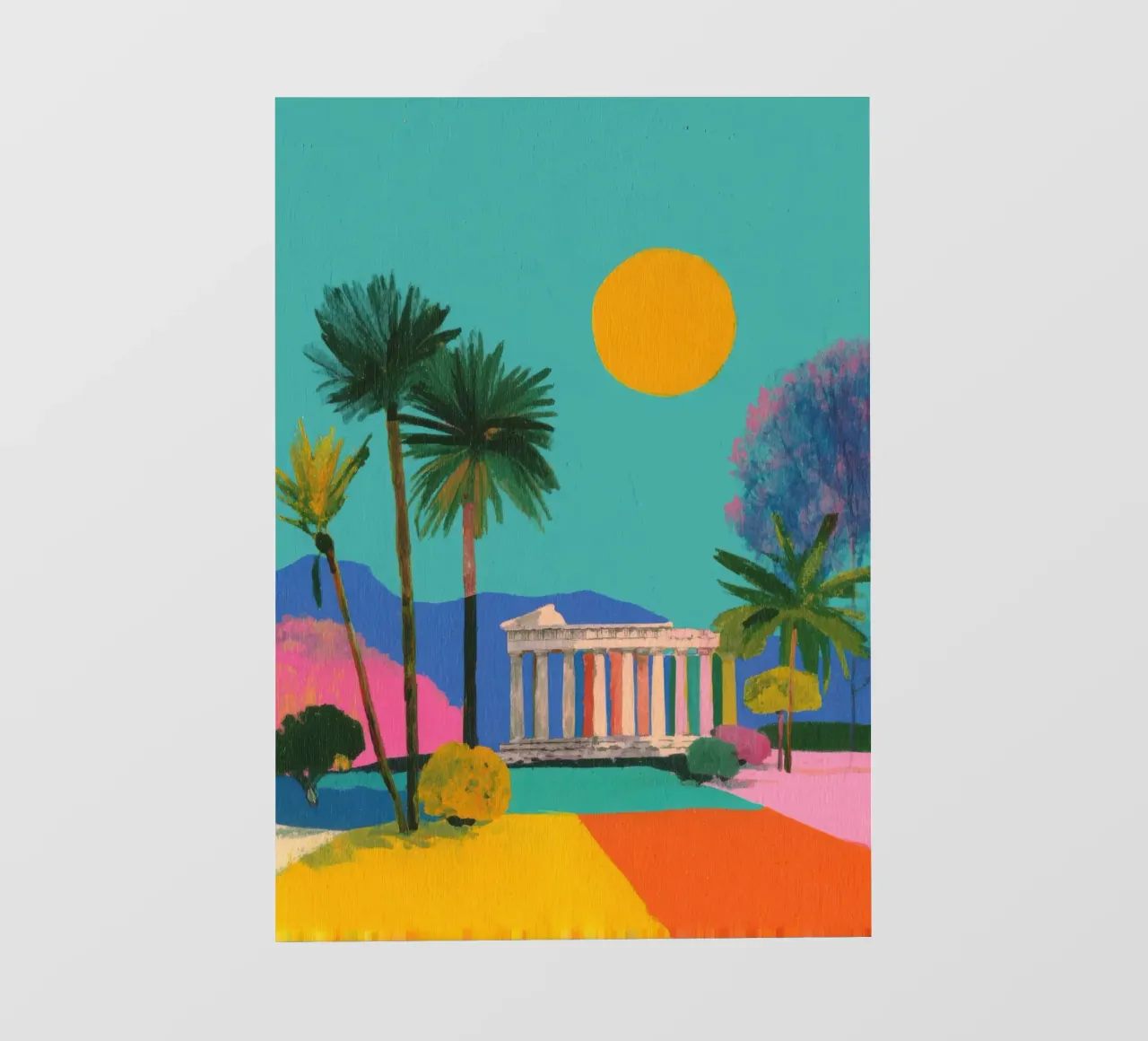 Tempio greco Gouache Minimal telo in pvc da Nikis Art Studio