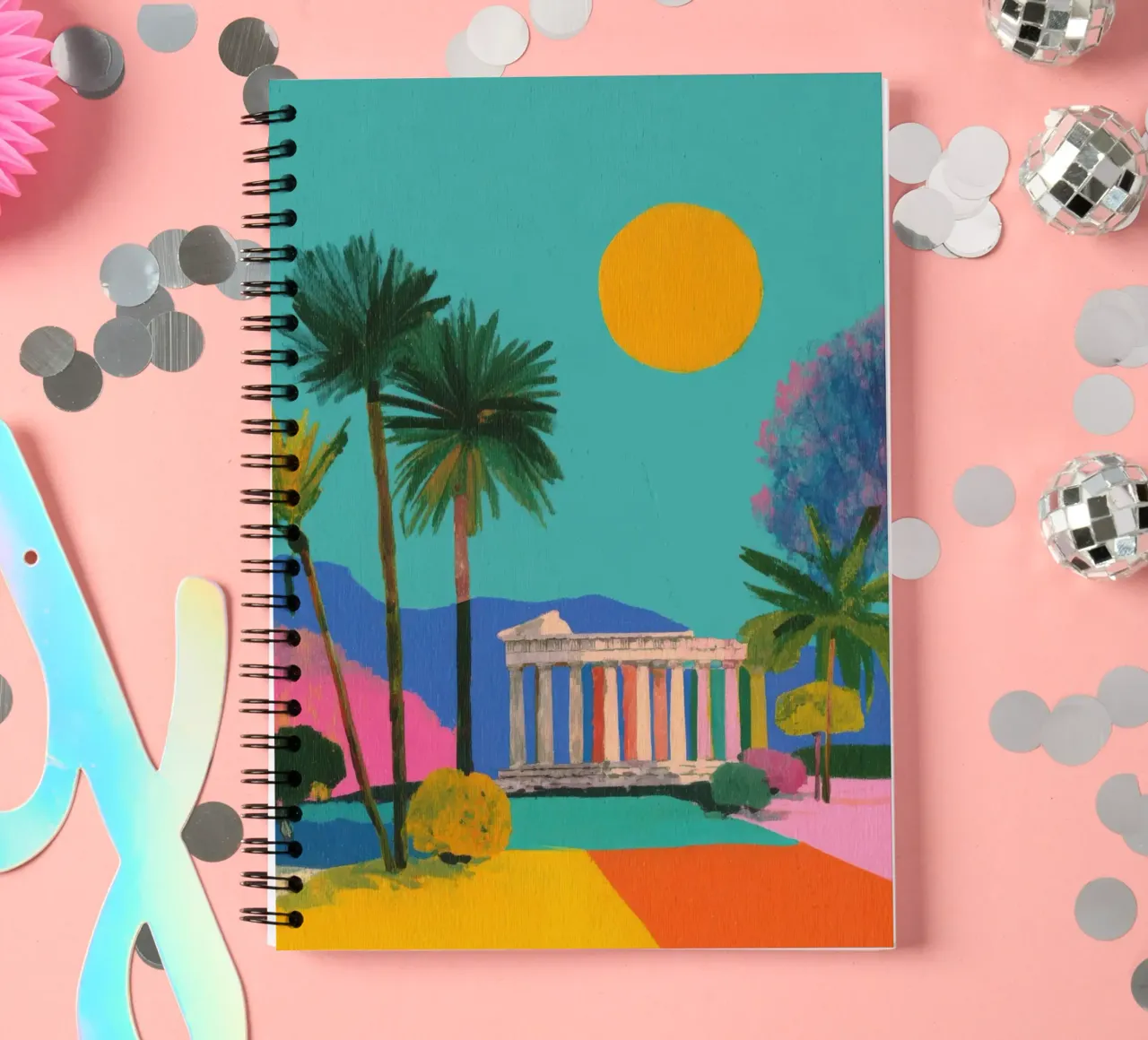 Griechischer Tempel Gouache Minimal Ringbuch von Nikis Art Studio