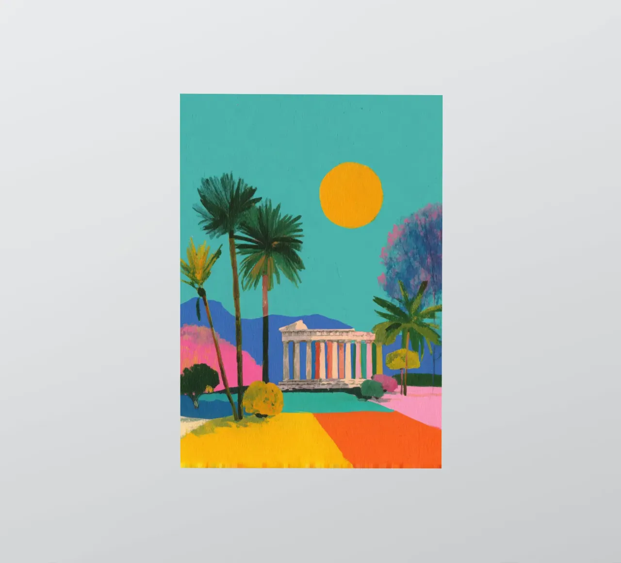 Griechischer Tempel Gouache Minimal Sticker von Nikis Art Studio