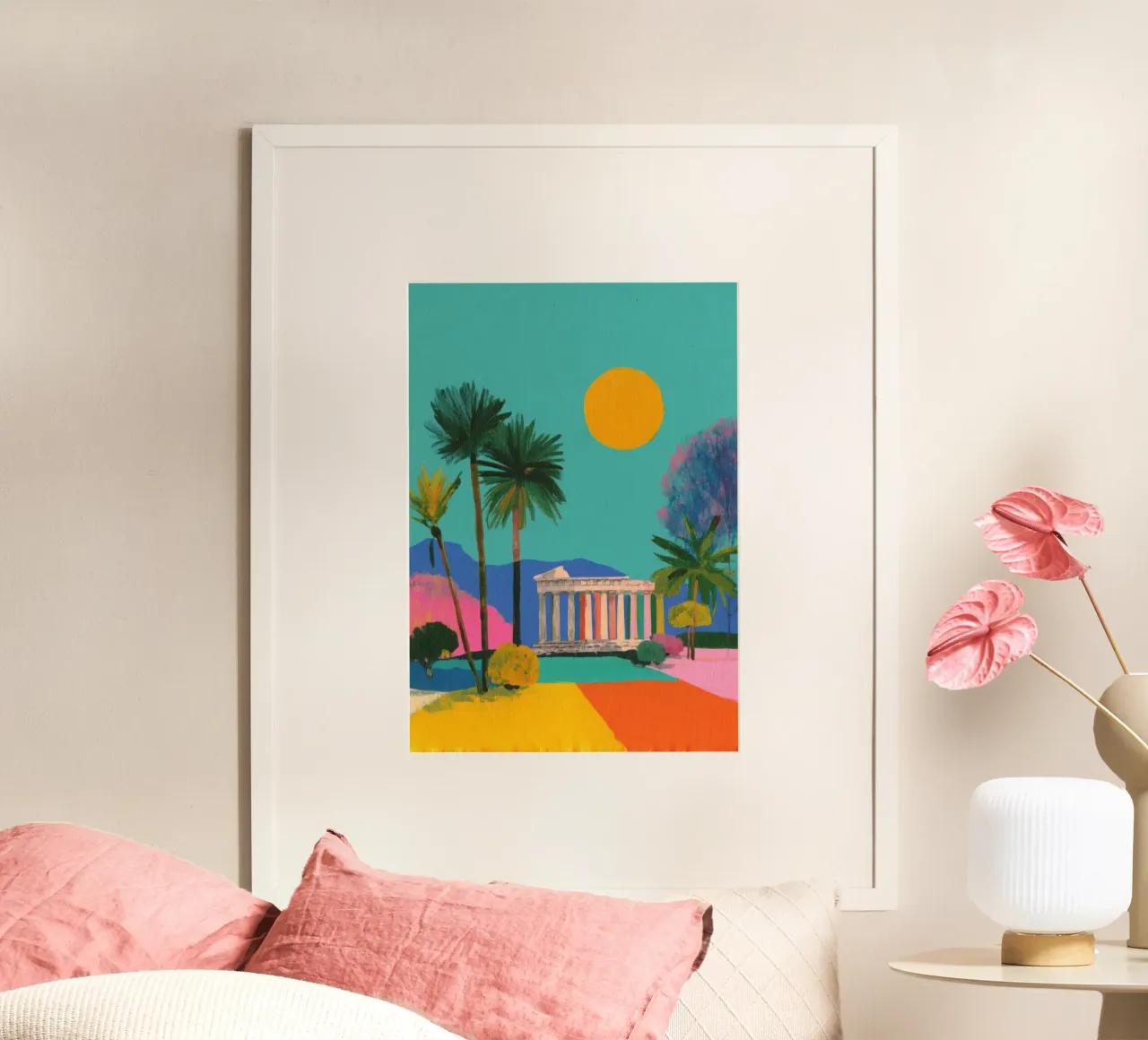Tempio greco Gouache Minimal poster da Nikis Art Studio