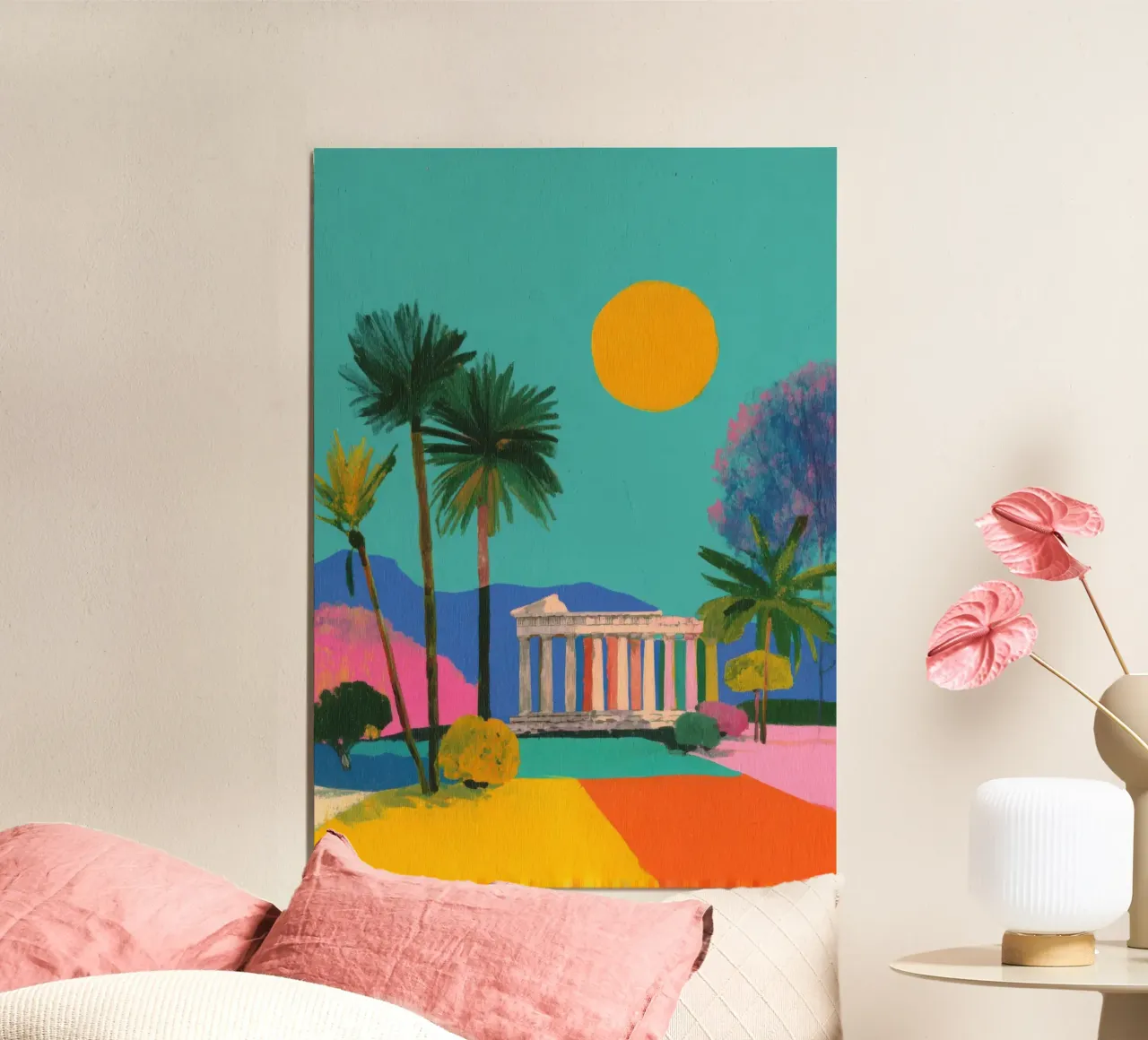 Tempio greco Gouache Minimal poster da Nikis Art Studio