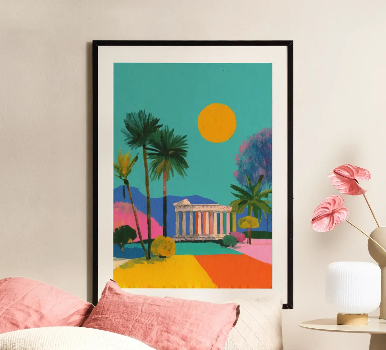Tempio greco Gouache Minimal poster da Nikis Art Studio