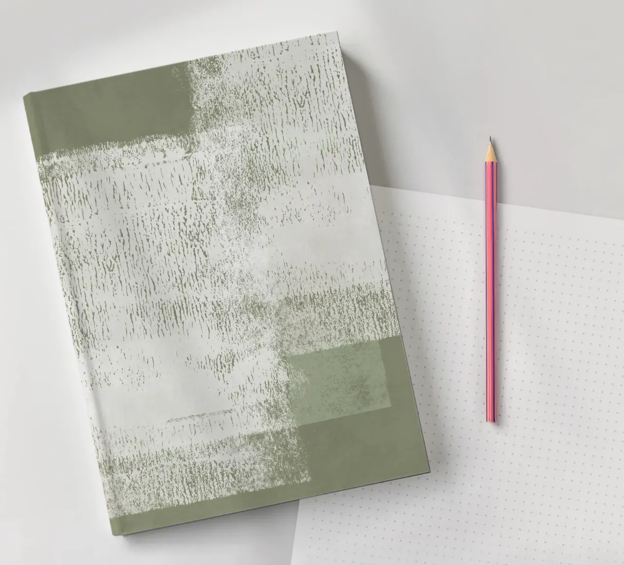 Surfaces | Minimal Abstract in Olive and Sage Green Notizbuch von sabidussi