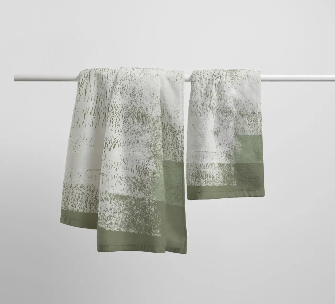 Surfaces | Minimal Abstract in Olive and Sage Green towel by sabidussi