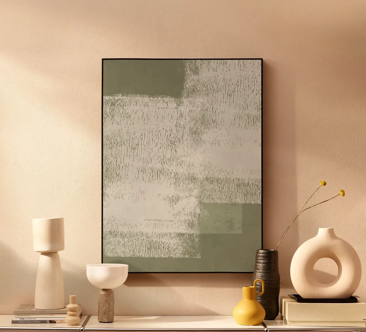 Surfaces | Minimal Abstract in Olive and Sage Green plexiglas de sabidussi