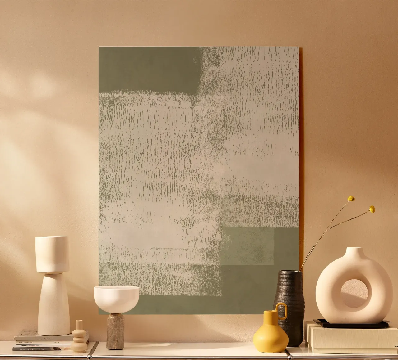 Surfaces | Minimal Abstract in Olive and Sage Green plexiglass da sabidussi