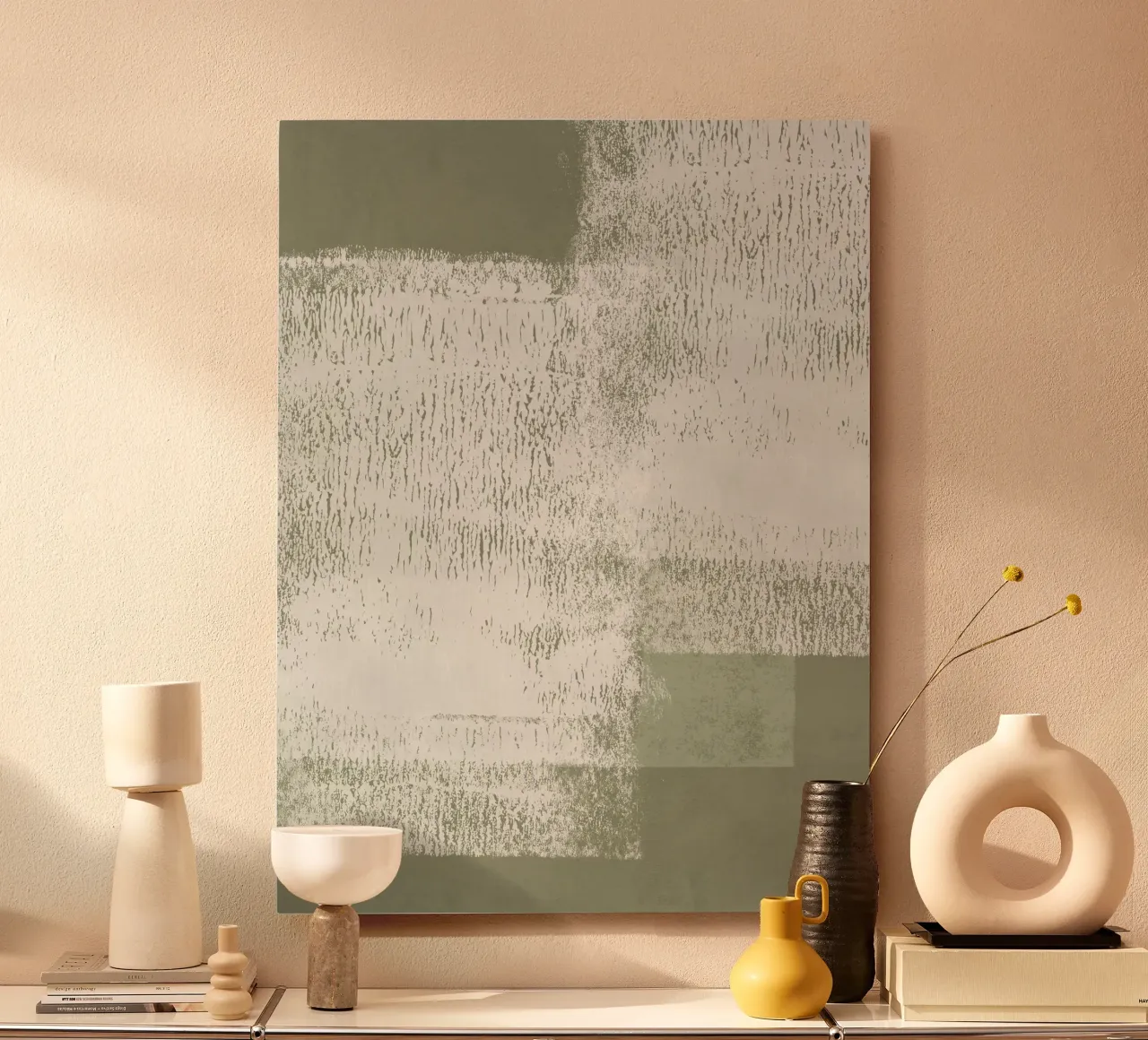 Surfaces | Minimal Abstract in Olive and Sage Green alluminio dibond da sabidussi