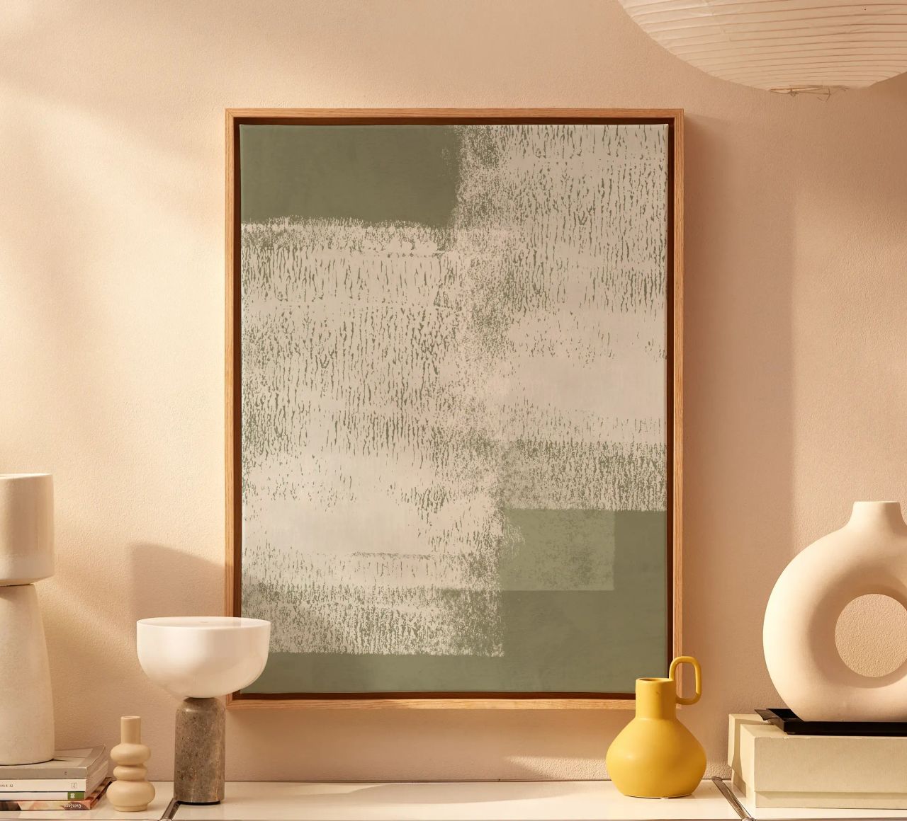 Surfaces | Minimal Abstract in Olive and Sage Green tela da sabidussi