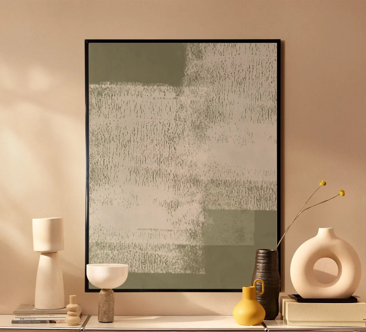 Surfaces | Minimal Abstract in Olive and Sage Green carta hahnemühle da sabidussi