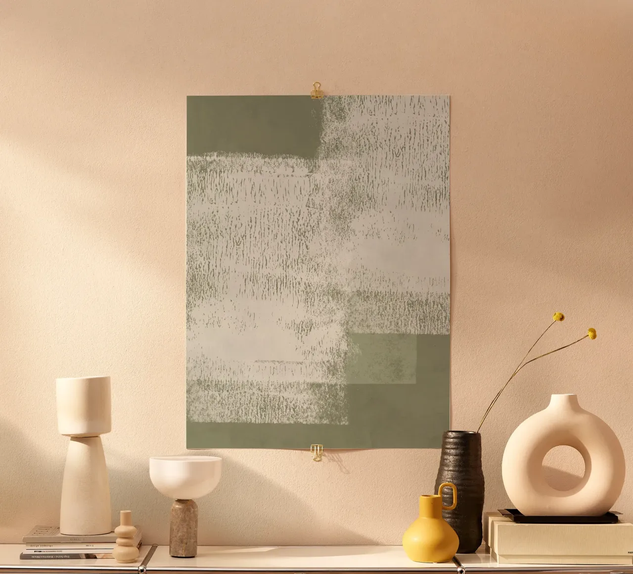 Surfaces | Minimal Abstract in Olive and Sage Green hahnemühle by sabidussi