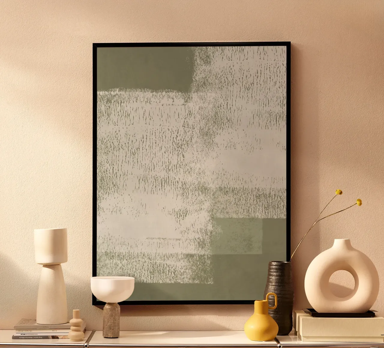 Surfaces | Minimal Abstract in Olive and Sage Green carta hahnemühle da sabidussi